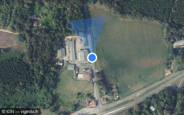 Vue satellite de l'emplacement du radar tourelle à Lacquy
