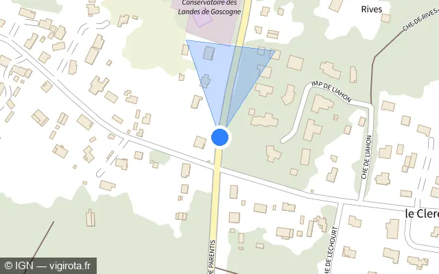 Vue plan de l'emplacement du radar tourelle à Sanguinet