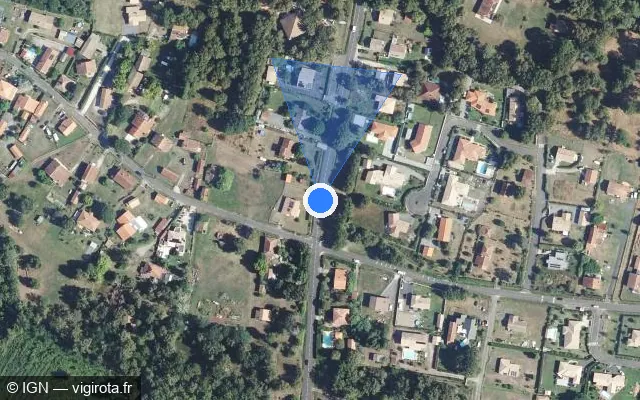 Vue satellite de l'emplacement du radar tourelle à Sanguinet