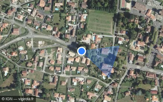 Vue satellite de l'emplacement du radar tourelle à Port-de-Lanne
