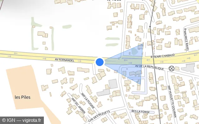Vue plan de l'emplacement du radar tourelle à Gignac-la-Nerthe