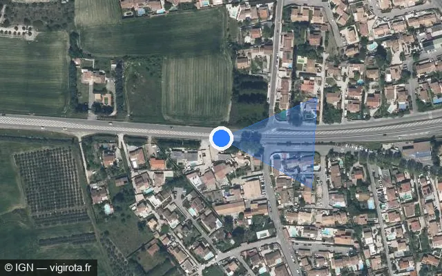 Vue satellite de l'emplacement du radar tourelle à Gignac-la-Nerthe
