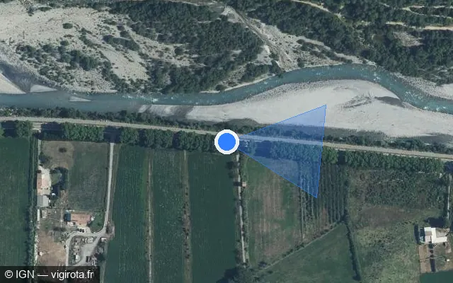 Vue satellite de l'emplacement du radar tourelle à Puget-Théniers