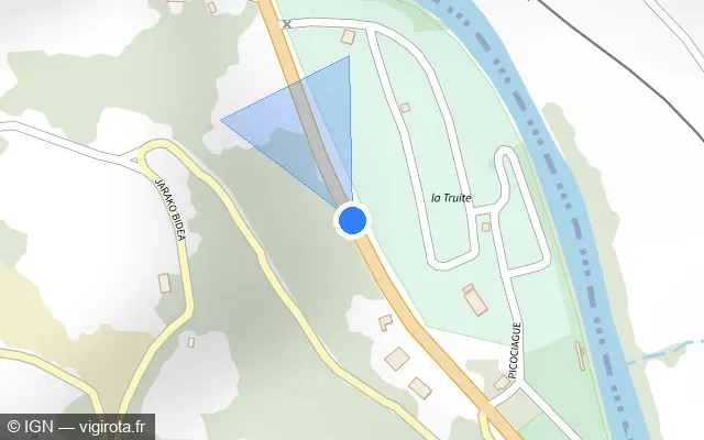 Vue plan de l'emplacement du radar tourelle à Ascarat