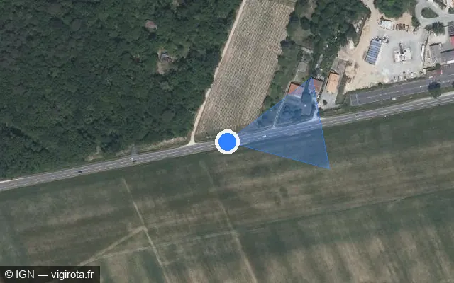 Vue satellite de l'emplacement du radar tourelle à Beautiran