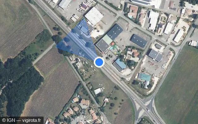 Vue satellite de l'emplacement du radar tourelle à Châteauneuf-du-Rhône