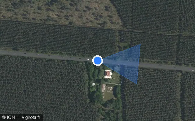 Vue satellite de l'emplacement du radar tourelle à Saumos