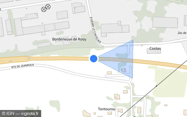 Vue plan de l'emplacement du radar tourelle à Pujols