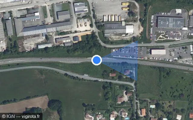 Vue satellite de l'emplacement du radar tourelle à Pujols