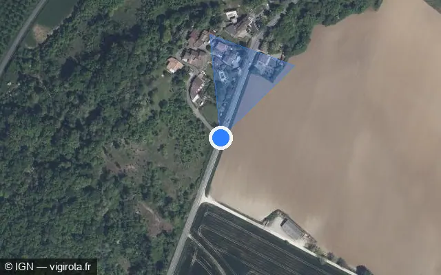 Vue satellite de l'emplacement du radar tourelle à Vianne