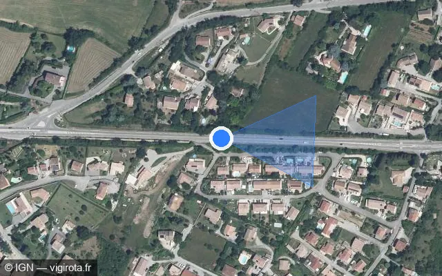 Vue satellite de l'emplacement du radar tourelle à Chomérac