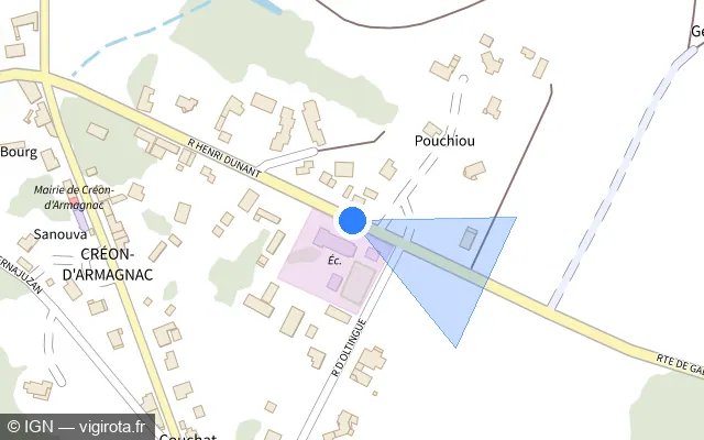 Vue plan de l'emplacement du radar tourelle à Créon-d'Armagnac