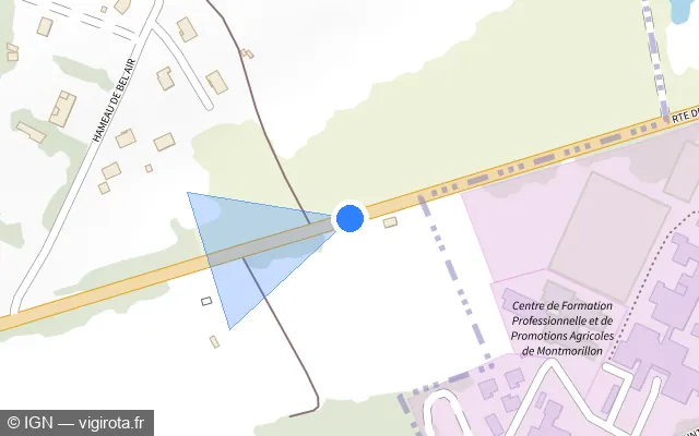 Vue plan de l'emplacement du radar tourelle à Montmorillon