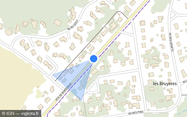 Vue plan de l'emplacement du radar tourelle à Andernos-les-Bains