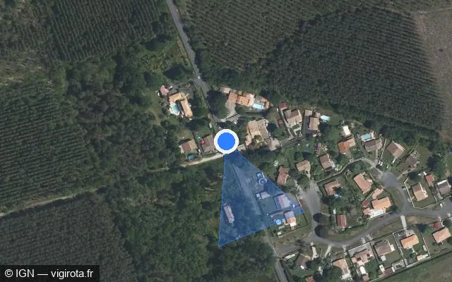 Vue satellite de l'emplacement du radar tourelle à Lanton