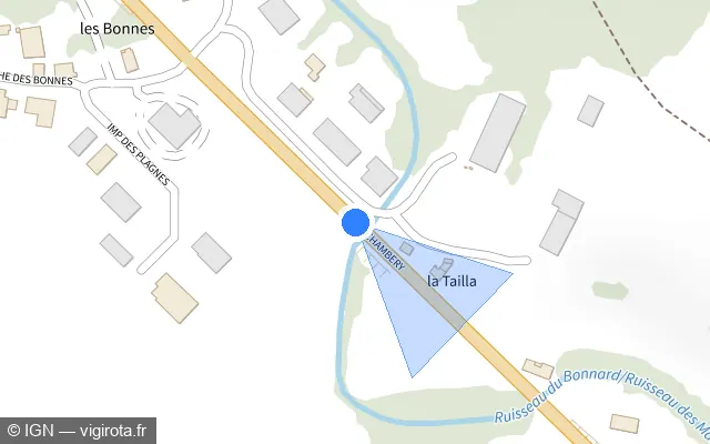 Vue plan de l'emplacement du radar tourelle à Saint-Béron