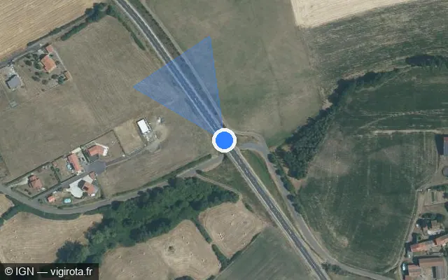 Vue satellite de l'emplacement du radar tourelle à Saint-Beauzire
