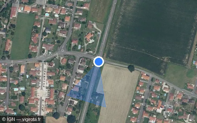 Vue satellite de l'emplacement du radar tourelle à Orleix