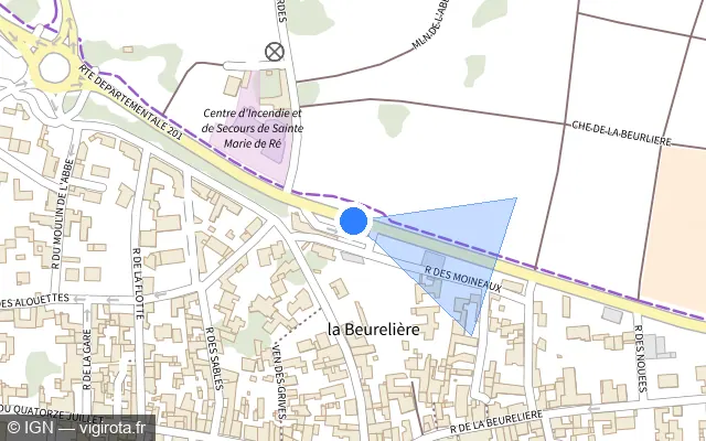 Vue plan de l'emplacement du radar tourelle à Sainte-Marie-de-Ré