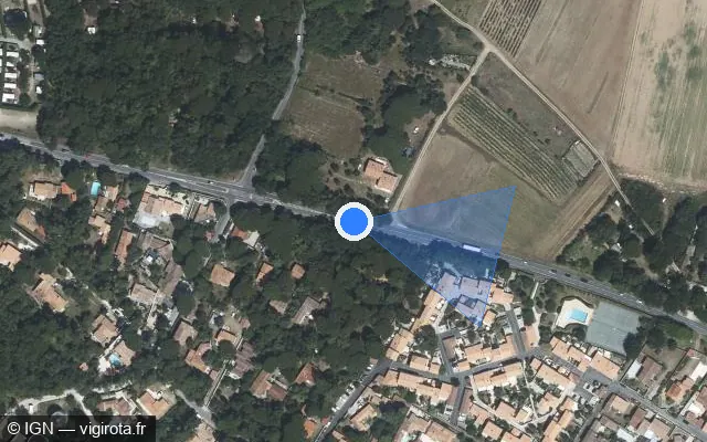 Vue satellite de l'emplacement du radar tourelle à La Couarde-sur-Mer