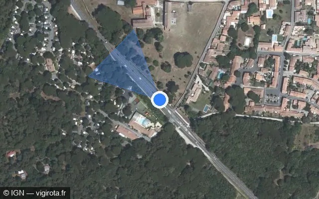 Vue satellite de l'emplacement du radar tourelle à La Flotte