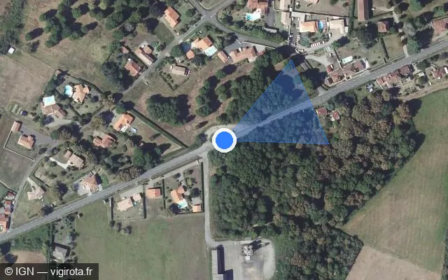 Vue satellite de l'emplacement du radar tourelle à Saint-Sever