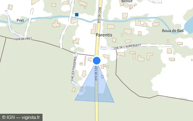 Vue plan de l'emplacement du radar tourelle à Uchacq-et-Parentis