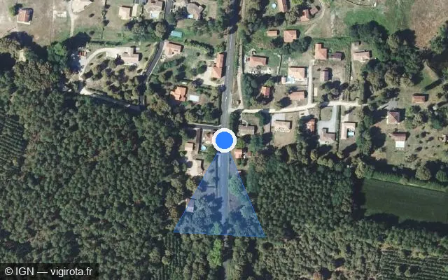 Vue satellite de l'emplacement du radar tourelle à Uchacq-et-Parentis