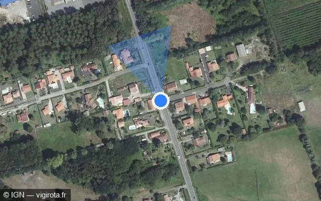 Vue satellite de l'emplacement du radar tourelle à Saint-Paul-lès-Dax