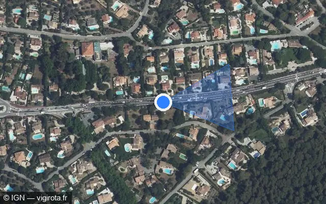 Vue satellite de l'emplacement du radar tourelle à Mougins
