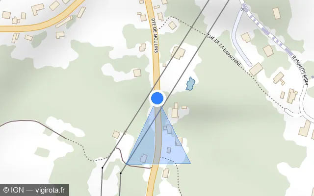 Vue plan de l'emplacement du radar tourelle à Désertines