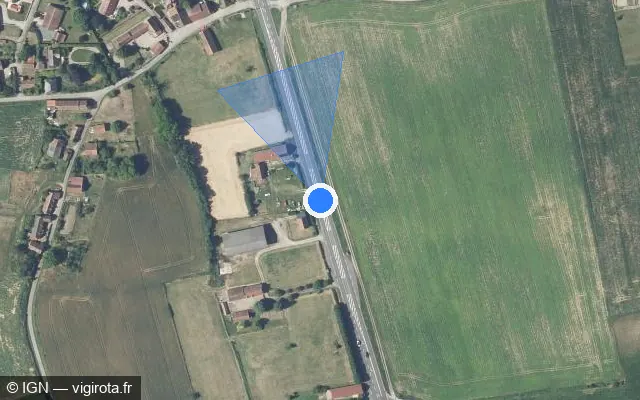 Vue satellite de l'emplacement du radar tourelle à Contigny