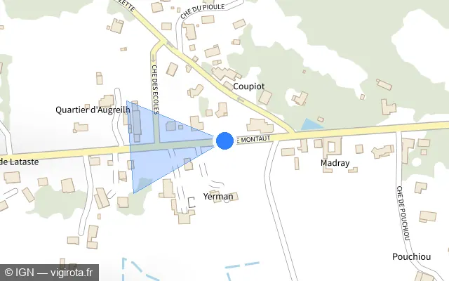 Vue plan de l'emplacement du radar tourelle à Banos