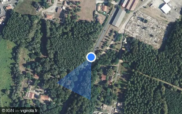 Vue satellite de l'emplacement du radar tourelle à Pontenx-les-Forges