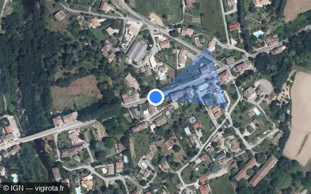 Vue satellite de l'emplacement du radar tourelle à Dunière-sur-Eyrieux