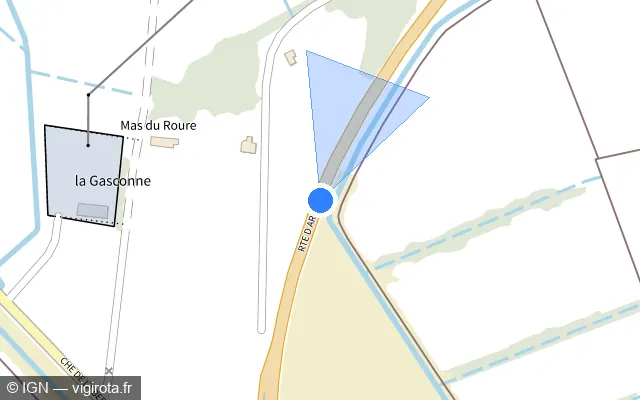Vue plan de l'emplacement du radar tourelle à Saintes-Maries-de-la-Mer