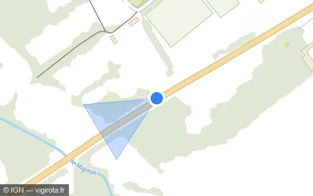 Vue plan de l'emplacement du radar tourelle à Mauzé-sur-le-Mignon
