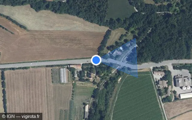 Vue satellite de l'emplacement du radar tourelle à Chomérac