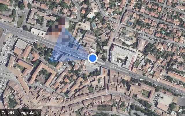 Vue satellite de l'emplacement du radar tourelle à Carcassonne
