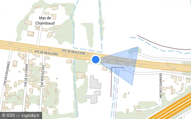 Vue plan de l'emplacement du radar tourelle à Rodilhan