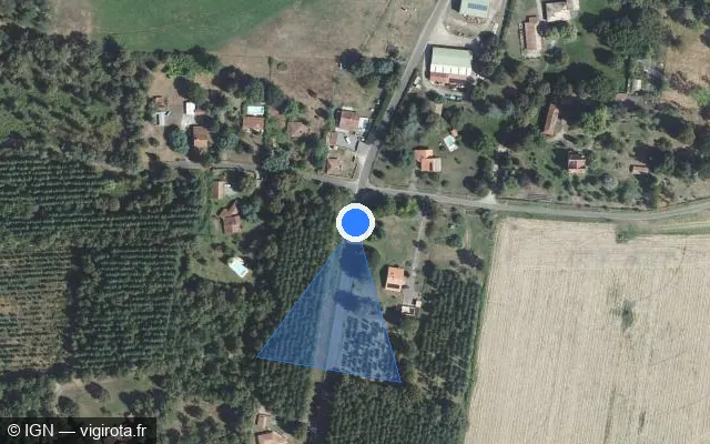 Vue satellite de l'emplacement du radar tourelle à Ychoux