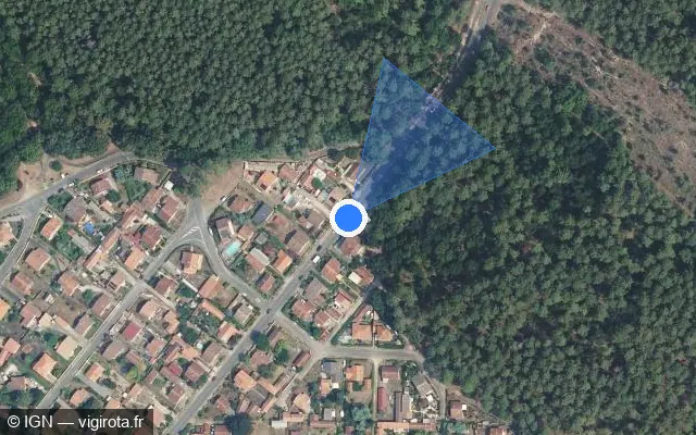 Vue satellite de l'emplacement du radar tourelle à Mimizan