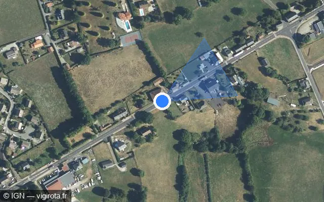 Vue satellite de l'emplacement du radar tourelle à Lanobre