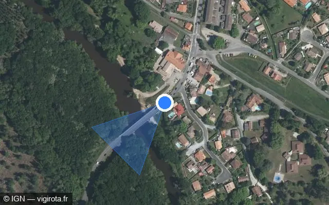 Vue satellite de l'emplacement du radar tourelle à Mios
