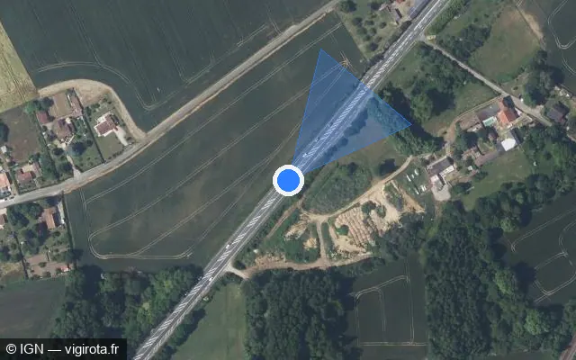 Vue satellite de l'emplacement du radar tourelle à Beaumont Saint-Cyr