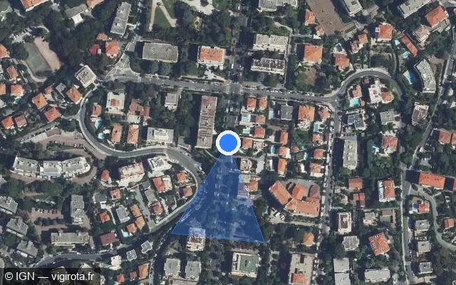 Vue satellite de l'emplacement du radar tourelle à Nice