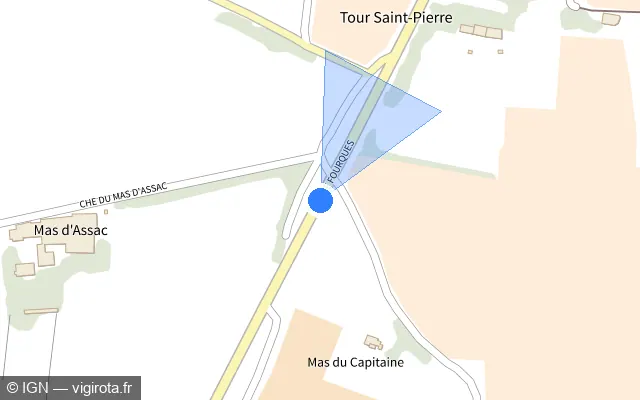 Vue plan de l'emplacement du radar tourelle à Beaucaire