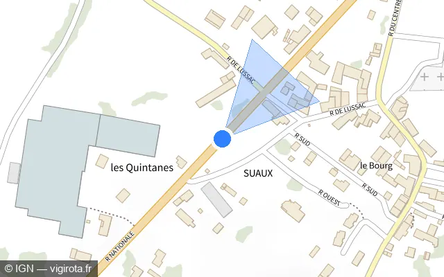 Vue plan de l'emplacement du radar tourelle à Suaux