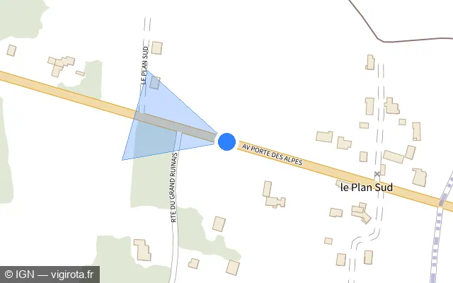 Vue plan de l'emplacement du radar tourelle à Estrablin