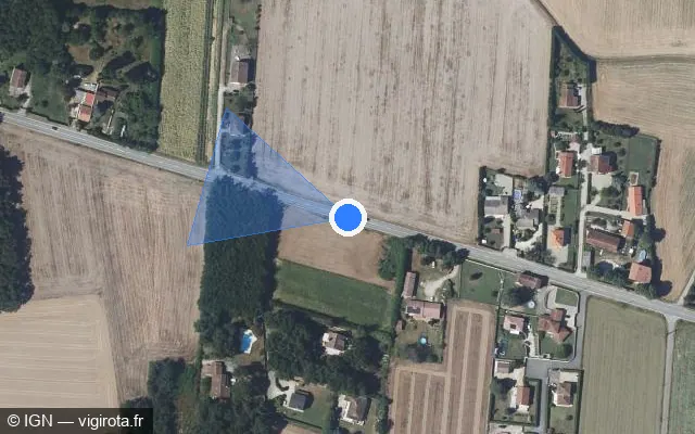 Vue satellite de l'emplacement du radar tourelle à Estrablin